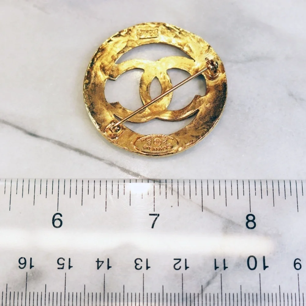 Chanel CC Logo Paris Gold Plated Brooch